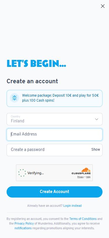 Wunderino mobile lobby