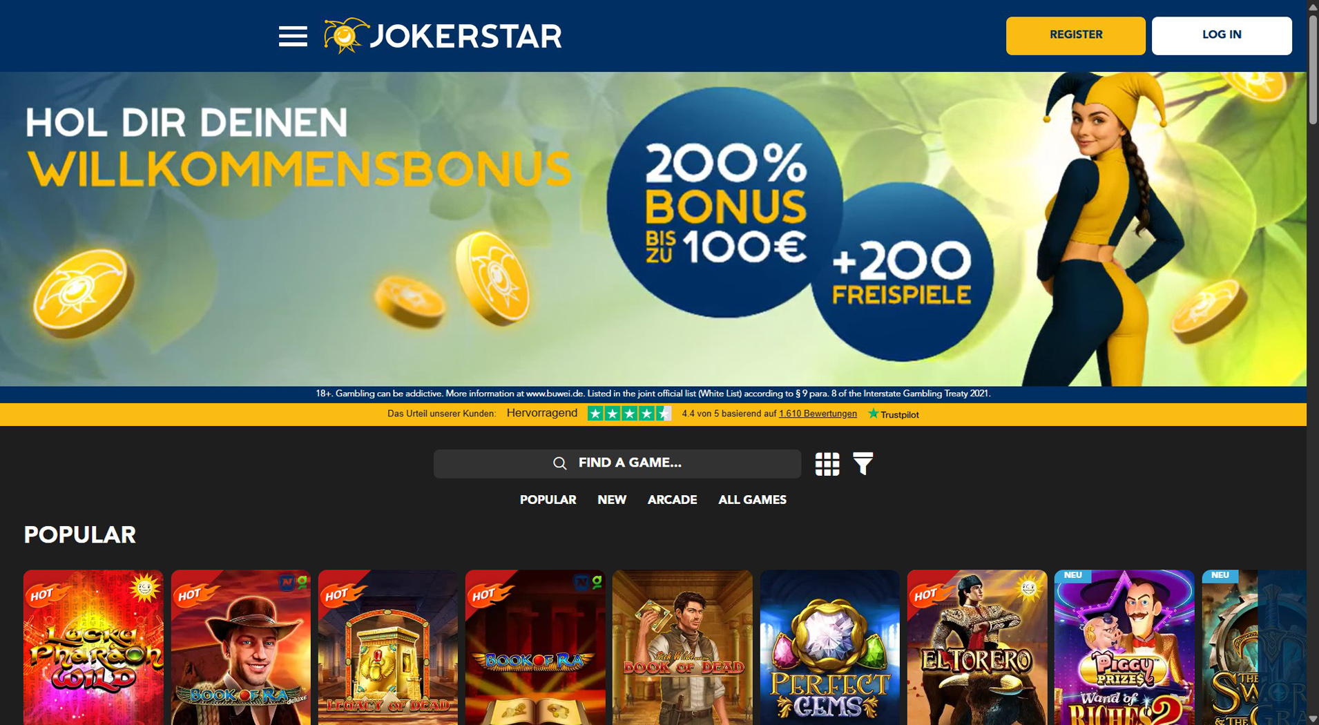 4. Jokerstar – Vertrauenswürdige MuchBetter Casino-Option